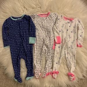 cloud island Baby Footie Sleepers in Navy, White & Pink